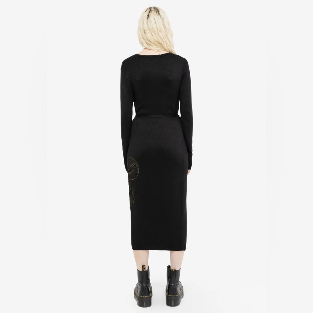 Serpent Snake Embroidered Knit Midi Dress - Picture 4 of 10